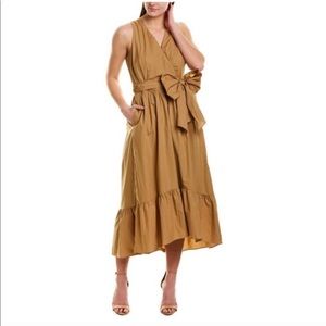 J. Crew Camel Poplin Faux Wrap MIDI Dress NWT 4